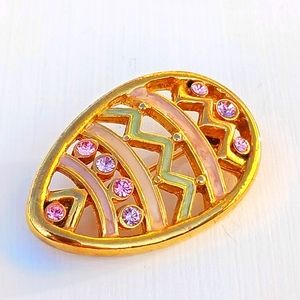 EASTER EGG brooch Lianna Co. LIA spring pin signed pink green pastel
